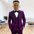 Black Suit for Boys Evening Party Tuxedo Kids Wedding Beaded Crystals Suit 3 Piece Boy Suit Jacket Pants Vest Formal Prom Dress