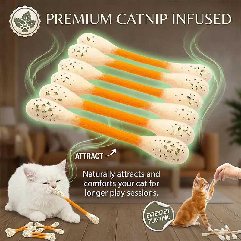Cotton Swabs Cat Toys with Catnip Kitten Chew Sticks for Indoor Boredom Durable Dental Teething Ropes cat Lover Gift Accessories