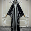 Eid Women Abaya Print Headscarf Cardigan Dress Muslim | SAMAG