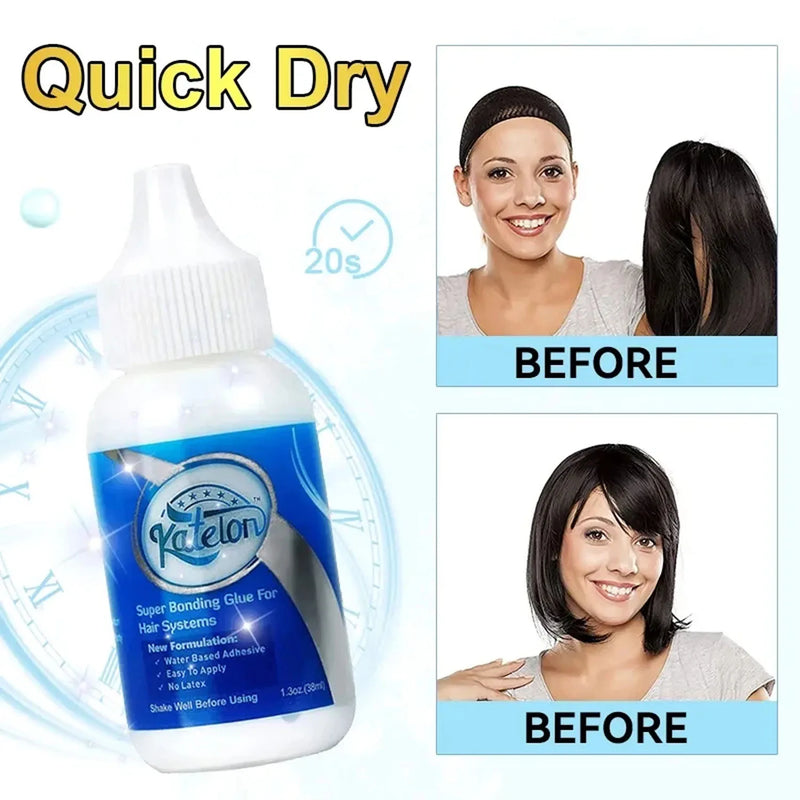 Waterproof Wig Adhesive Invisible Lace Glue for Toupee Frontal Closure Hair Replacement with Ghost+Remover Hair Bonding Solution
