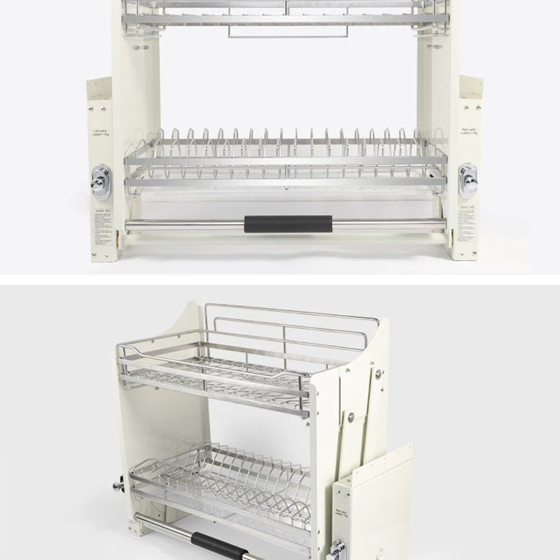 Kitchen Hanging Cabinet Lifting Pull Basket 304 Stainless Steel Dish&Bowl Racks Damping Buffer 4 - speed - View 6 | SAMAG