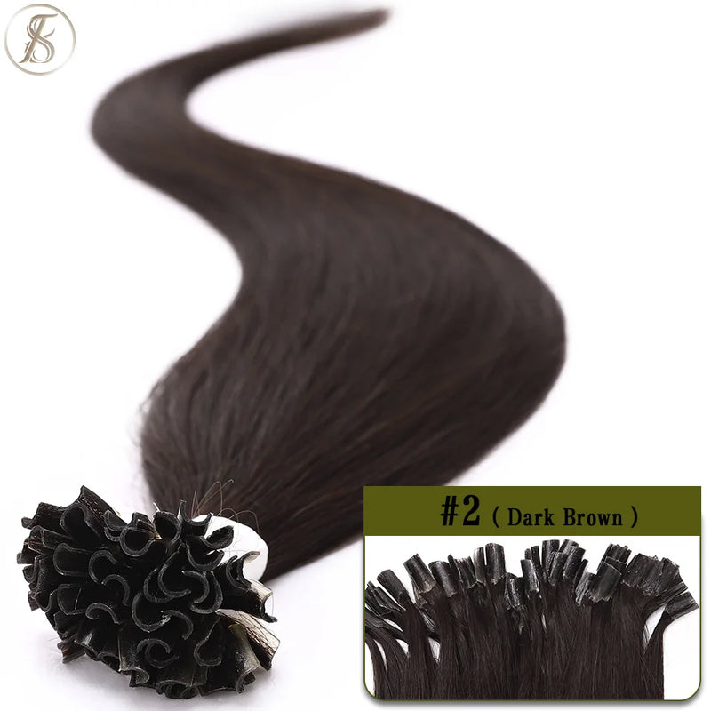 TESS U Tip Fusion Hair Extensions Microlink Keratin Hair Extensions 1g/pc Human Hair Capsules Pre Bonded Natural Hair Extensions