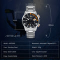 BERNY Automatic Dive Watch for Men Super Luminous 20ATM Diver Wristwatch Original Top Sapphire Swim Sport Mechanical Male Watch