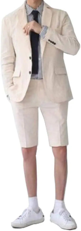 2 Pieces  Men's Casual Suit Single Breasting  Lapel Groomsmen with Short  for Wedding (Blazer+Pants)