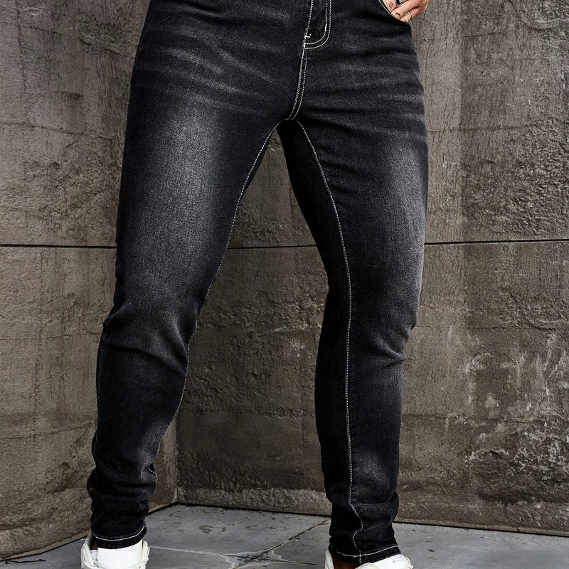 Men Jeans Denim Pants Clothing Trousers Casual Black | SAMAG