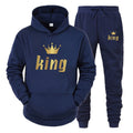 Fashion Long Sleeves KING And QUEEN Printed Hooded Suits Autumn Winter Couple Hoodie + Pants 2 - Piece - View 8 | SAMAG