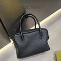 Genuine Leather Women's Boston Bag, New Niche Design Double Zipper Simple Wide Shoulder Strap Fashion Portable Shoulder Bag