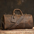 Vintage Men's Travel Bag Genuine Leather Hand Luggage Boston Bag Duffle Large Capacity Shoulder For 16 Inch Laptop NUPUGOO