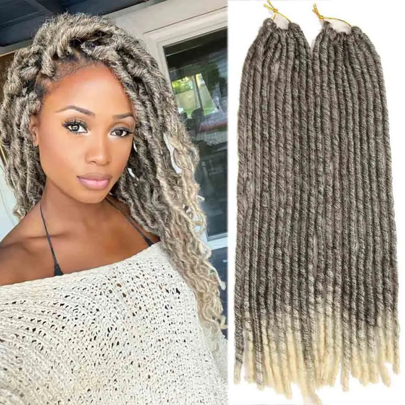 Synthetic Crochet Braiding Hair Extensions Dreadlocks Ombre Brown Colored X-TRESS Soft Straight Faux Locs Braids Hair For Women
