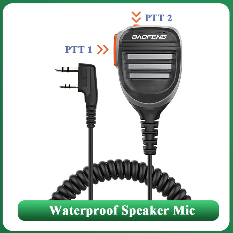 Baofeng Walkie Talkie Speaker Microphone Waterproof PTT Mic For UV-5R UV-16 UV-13 UV-21 UV17 Two Way Radio QuanSheng UV-K5 UV-K6