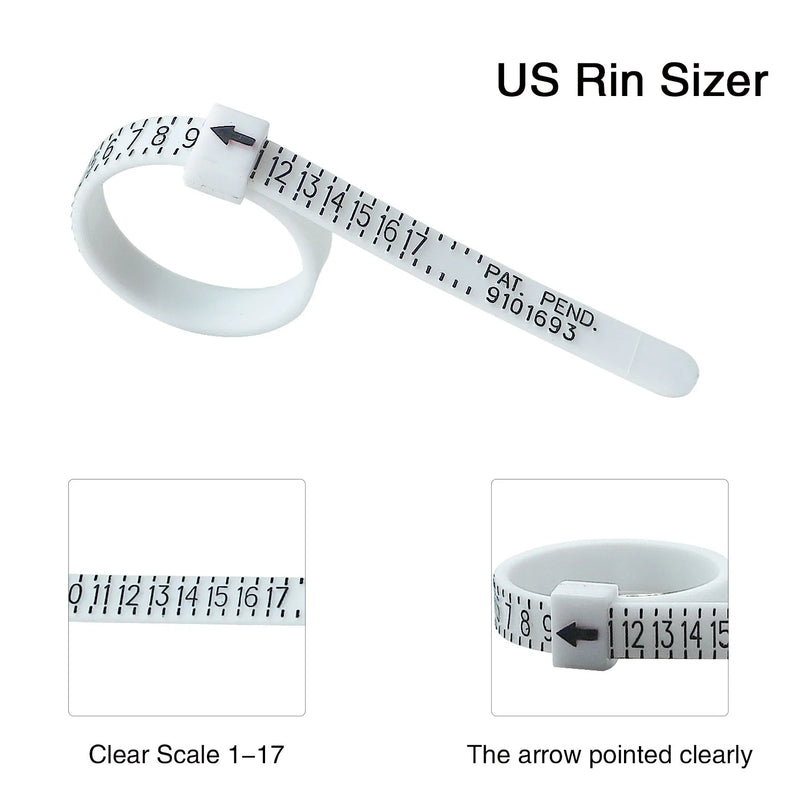 US/UK/EU/HK/JP Ring Sizer Finger Gauge Measure Ruler Scale Plastic Jewelry Measuring Tool - Visuel 3 | SAMAG