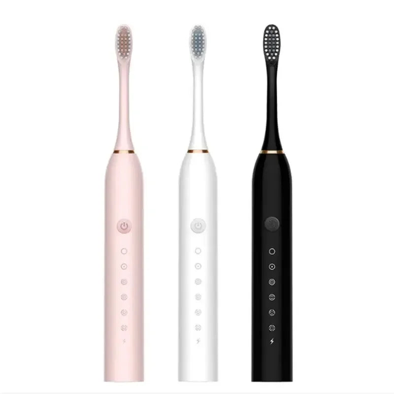 Electric Ultrasonic Toothbrush with Six Speed Modes Soft Bristles USB Charging Waterproof Adult Tooth Cleaner for Home
