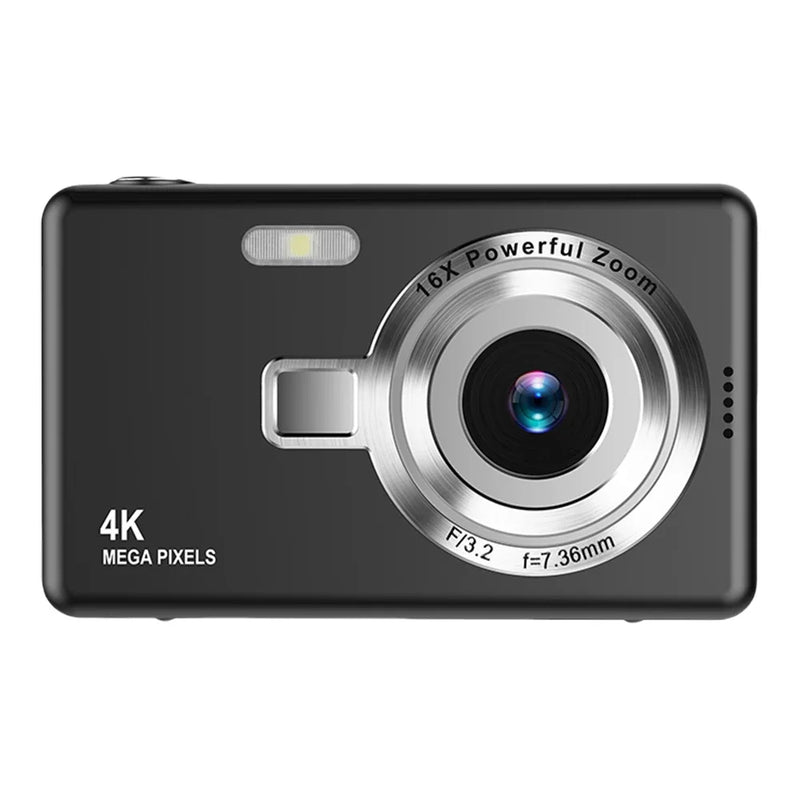 4K HD Digital Camera 16X Digital Zoom Compact CCD Camera Portable Vintage Vlog Camera for Students Travel 2.4 Inch IPS Screen