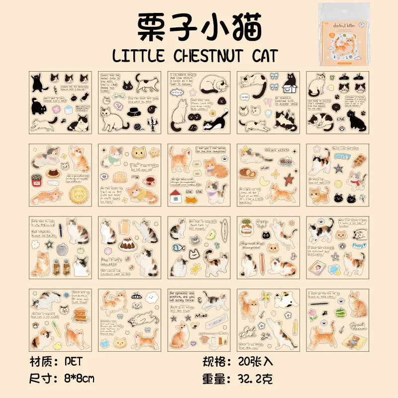 Stickers Book Cat Decorative Decal Kitty Seal for DIY Diary Planner Scrapbook Album School Supplies Stationery