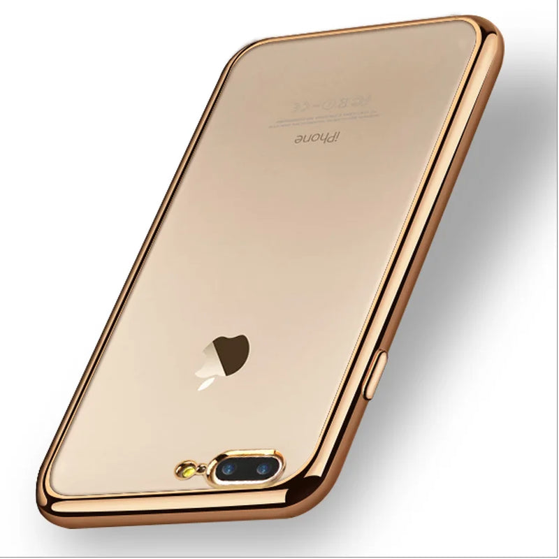 For IPhone 8 Plus Case Luxury Gold Plating Soft Silicone Gel Case for IPhone 14 13 11 Pro 12 Mini X XR XS Max 7 Plus Cover