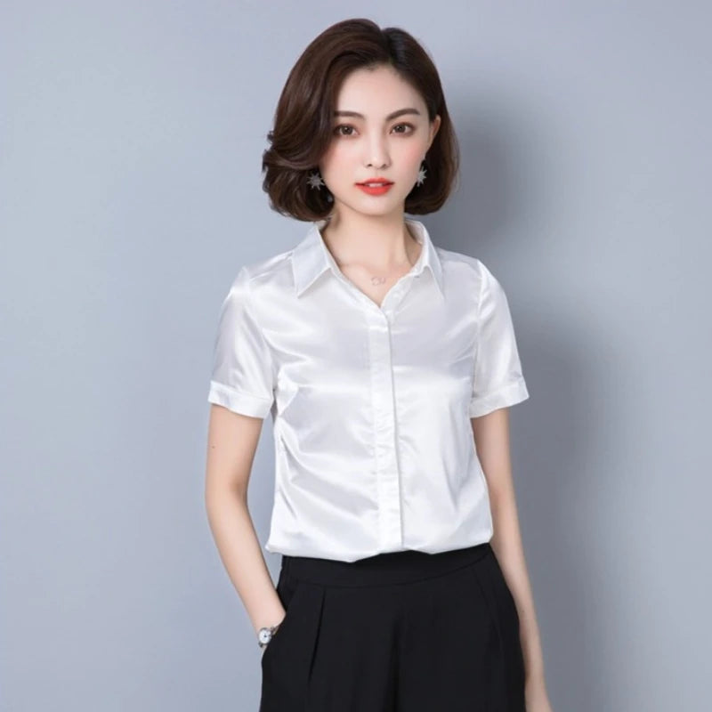 Simulation Silk Shirt Women's Short Sleeve New Wild - View 5 | SAMAG