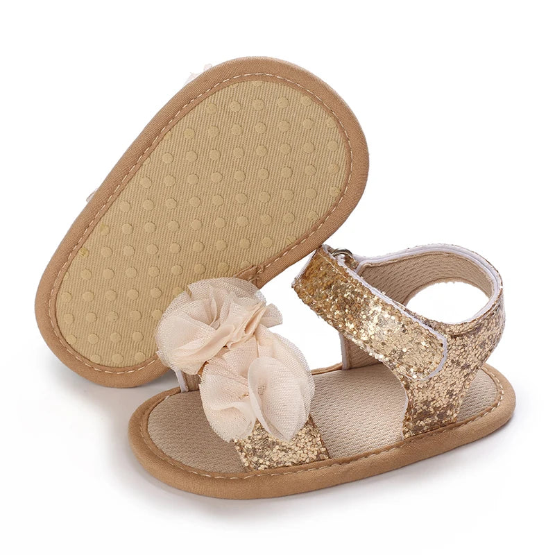Gold Color Theme Christening baby Shoes for 1 Year Old Newborn Baby Baptismal Shoes for Girl Kids