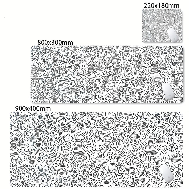 XXL Desk Mat Black And White Strata Liquid Mousepad Large Abstract Mouse Pad Gaming Deskmat With Lockedge Office Non-slip Carpet