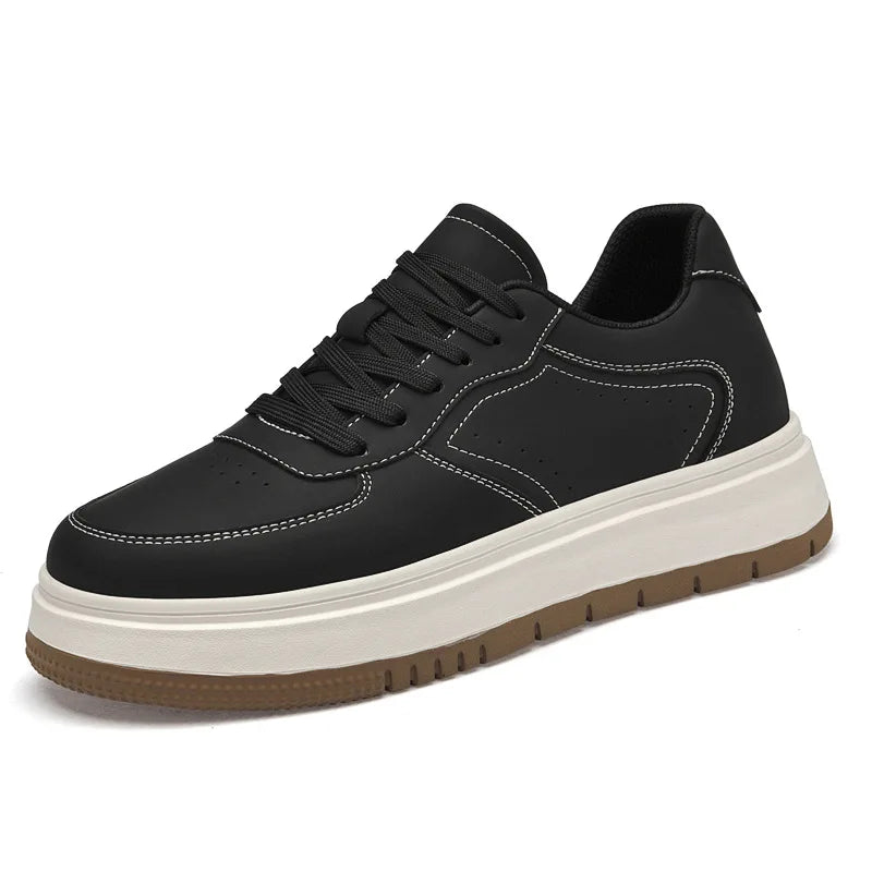 Men's Invisible Height Increasing Elevator Shoes Lace-up Sporty White Sneakers 8/10cm Taller Size Plus Invisible Elevate Shoes