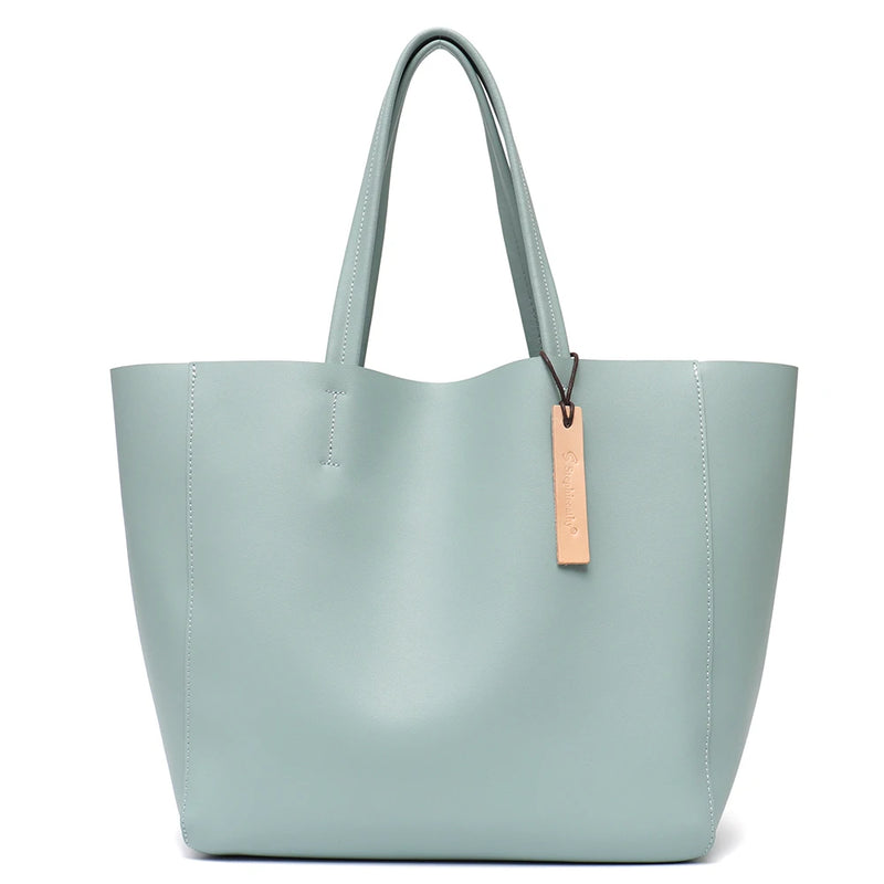 SC Luxury Brand Cow Leather Tote Bags Designer Cowhide Handbags Women Shoulder Bags Fashion Female Large Capacity Liner Bag