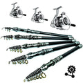 Telescopic Fishing Rod Spinning Reel Combo Full Set Portable Carry Bag Simulation Lures Hooks Line Plier For Saltwater Freshwate