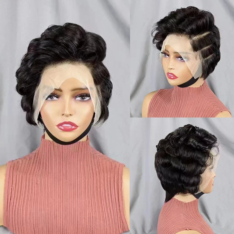 613 Blonde Pixie Cut Short Bob Loose Wave Human Hair Wigs Chocolate Brown Short Bob 13x4 Transparent Lace Front Wigs Preplucked