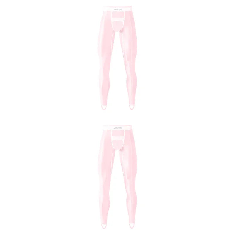 Men Ice Silk Leggings Underwear Ultra Thin Sexy Transparent High Stretch Foot Anti Slip Pants Sports Fitness Bottoms Underpants