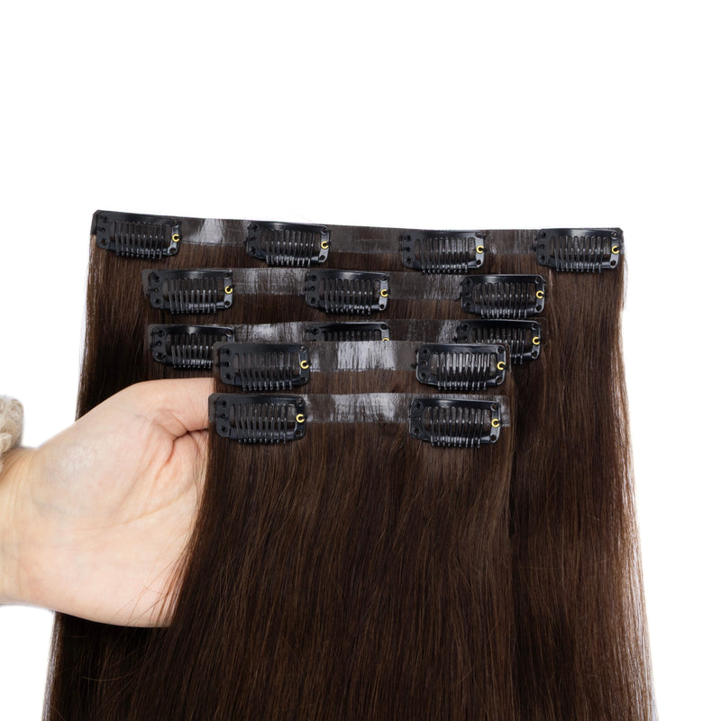 Clip in Hair Extensions 100% Real Human Hair, 12-24Inch 100-120g Clip in Extensions for Women, Invisible Straight Hair