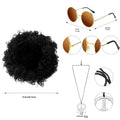 Men Synthetic Wig Hat Curly Hair Cap Sunglasses Necklace 3 PCS Set Funny 70s Disco Hippie Hair Props Party Hip Hop Dance Costume