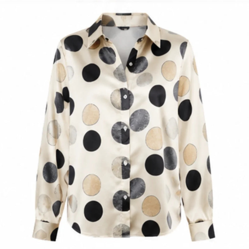 Fashionable trend women's printed cotton shirt, satin - View 6 | SAMAG