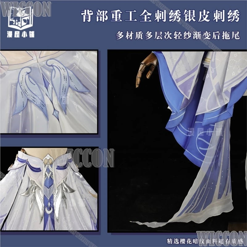 Damselette Columbina Game Genshin Impact Cosplay White Purple Dress Lolita Girl Woman Wig Headwear Halloween Cos Comic Con Suit