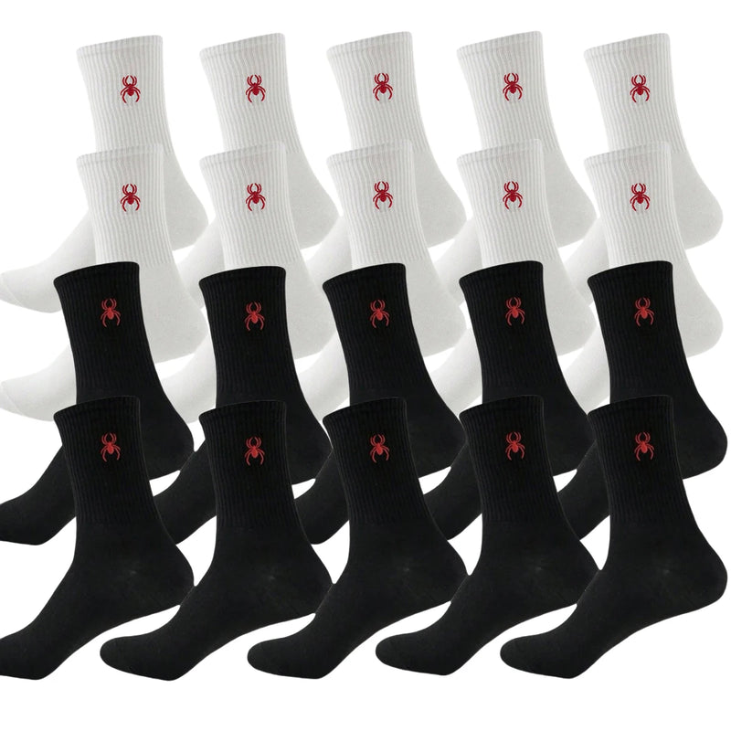5/10/20 Pairs of Men's Crew Socks with Spider Pattern | SAMAG