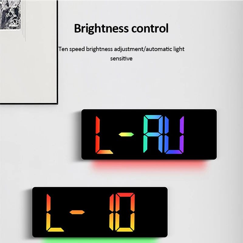 17" Large Digital Alarm Clock with 11Colors & Dynamic RGB Display RGB LED Wall Clock with Colour Changing/Dual Alarm/Room Decor