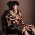 High Quality Nightrobes Men Summer Thin Bathrobe Large Size Ice Silk Printed Pajamas One-piece Robe Male Loungewear Gents Spring