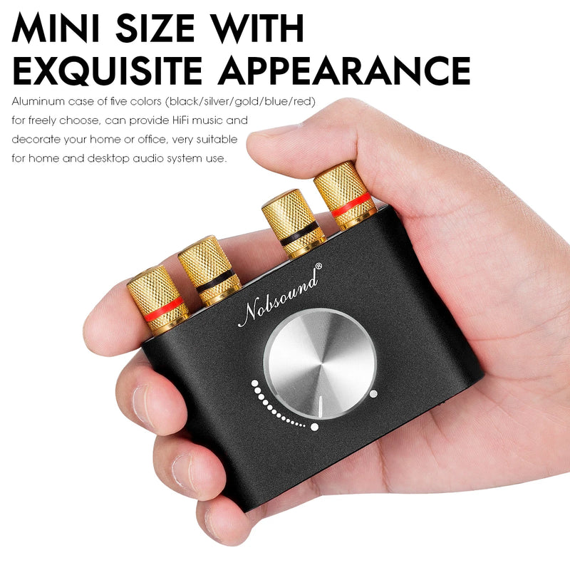 Nobsound Mini Bluetooth 5.0 TPA3116 Digital Amplifier Hifi Stereo Audio Receiver Power Amp 50W+50W Car Sound Amplifiers