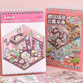 20Pcs 20 in1 Cartoon DIY Landscape Sticker 3D Miniature Collection Book Cabin Scene Stickers Birthday Gift for Kid Child Student