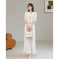 Miyake Pleated Women's Suit 2026 Autumn New V-neck Earring Shirt Top Wide-leg Pants Two-piece Set