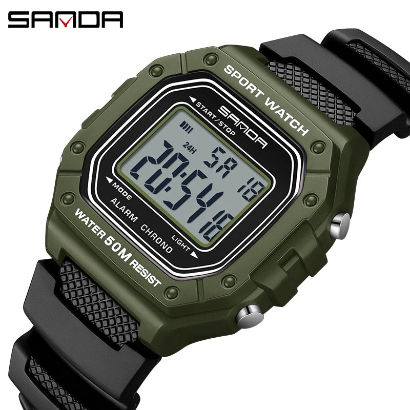 SANDA 2156 Fashion Mens Watch Military Water Resistant Sport Watches Army Big Dial Led Digital - Visuel 7 | SAMAG