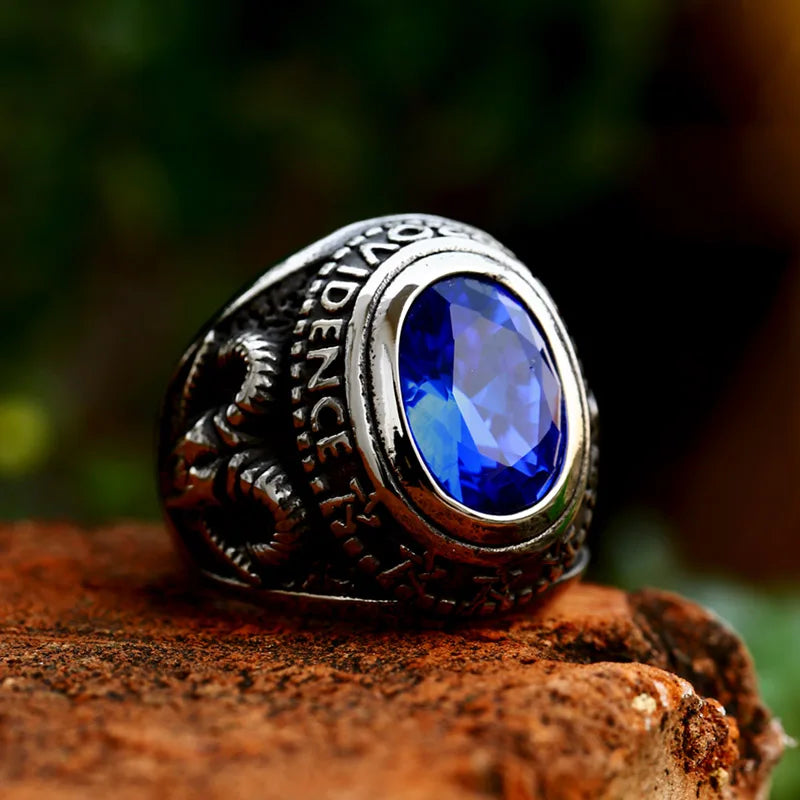 BEIER Stainless steel Cool Unique Black Stone Ring Titanium Steel Retro Old Totem Jewelry For Man Factory Price Sale BR8-334