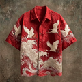 New Dark Green Embossed Pattern Fabric with Flying Crane | SAMAG