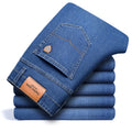 SHAN BAO autumn spring fitted straight stretch denim | SAMAG