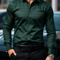 Men's dark plaid long sleeved shirt slim fit European | SAMAG