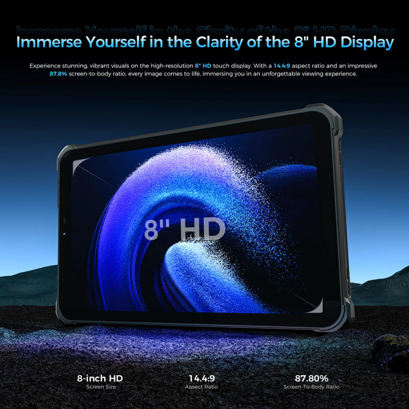 【World Premiere】Oukitel RT3 PLUS Rugged Tablet 8.0" HD Display11000mAh Battery 16GB (4+12)+128GB Android 15.0 16MP