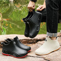 Men's new fashionable and versatile short tube anti slip rain boots, outdoor fishing waterproof shoes, construction work thick s