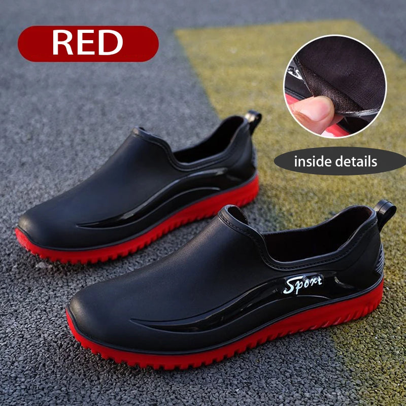 Simple Style Outdoor Work Commute Fishing Kitchen Non-Slip Waterproof Men's Flat-Soled High-Quality Rubber Boots Rain Boots