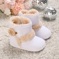 2022 Baby Autumn Winter Boots Baby Girl Boys Winter Warm Shoes Solid Fashion Toddler Fuzzy Balls First Walkers Kid Shoes 0-18M
