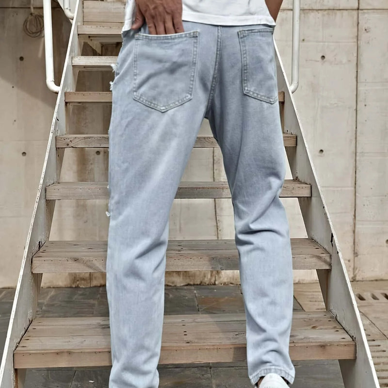 Men's Ripped Non-Stretch Jeans - Distressed Streetwear | SAMAG