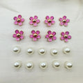 18PCS 3D Cute Daisies Pearl Shoe Charms Set Slide Sandals Clogs DIY Decoration Shoe Buckle Pins Accessory Gift