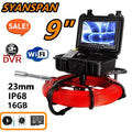 9" DVR 16GB SYANSPAN Pipe Inspection Camera  23mm Lens 12 LEDs IP68 Video Camera Drain Sewer Pipeline Industrial Endoscope