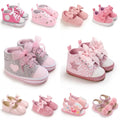 0-18M Baby Shoes Infant Pre-Walker Shoes, Cute Pink Theme Casual Flat Shoes, Soft Sole Lightweight Comfortable for Girls